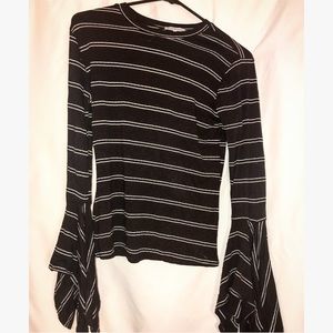Striped shirt with statement sleeves